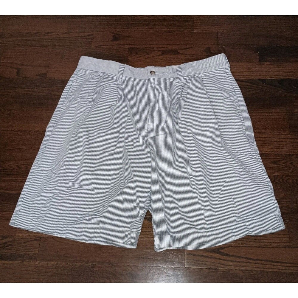 Brooks Brothers Seersucker Shorts Mens 36 100% Cotton Blue White Striped